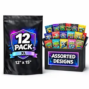 12 Pack Extra Large (12" x 15") Assorted Decorative Storage Organizer Pouches – Resealable Packaging Bags