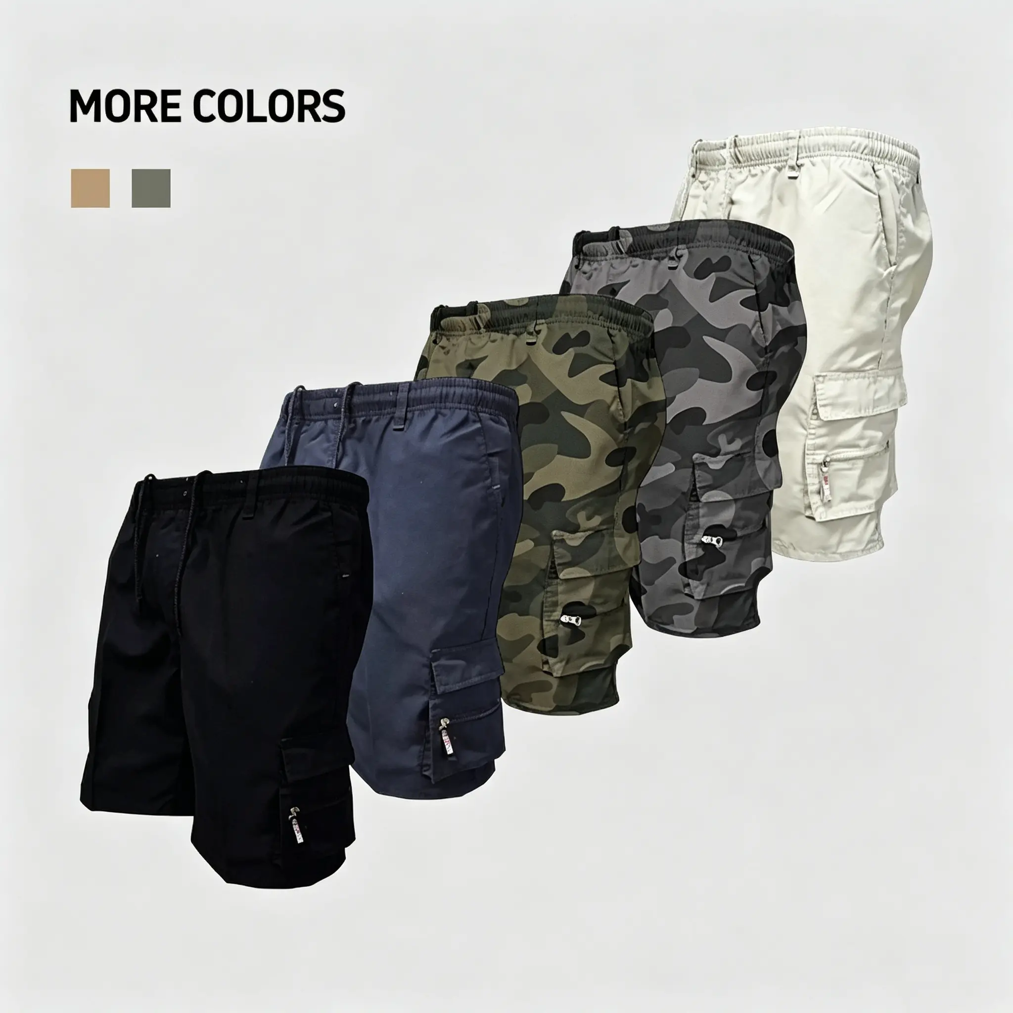 Men’s cargo shorts 3-pack, camouflage cargo shorts, outdoor tactical shorts, summer casual athletic shorts, loose elastic waistband, work hiking shorts