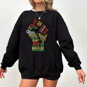 Black History Month Empowerment Fist Sweatshirt-African American Civil Rights Tribute-Unisex Crewneck Pullover-Celebrate Iconic Leaders like MLK, Ida B. Wells, John Lewis