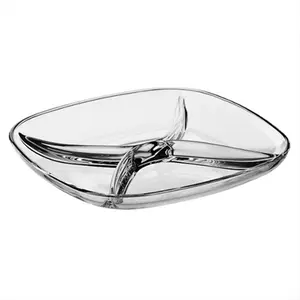 212 MAIN 9.8 in. High-Quality 4-Section Glass Relish Dish, Kitchenware Tableware, Four Sections
