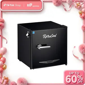 Upstreman retro mini fridges 1.7 Cu.Ft Pink Classic Metal Handle Side Bottle Opener Adjustable Thermostat Energy Saving Compact Refrigerator for Office Bedroom Dorm FR17 Pro Freezer pantry drink fridge skincare fridge