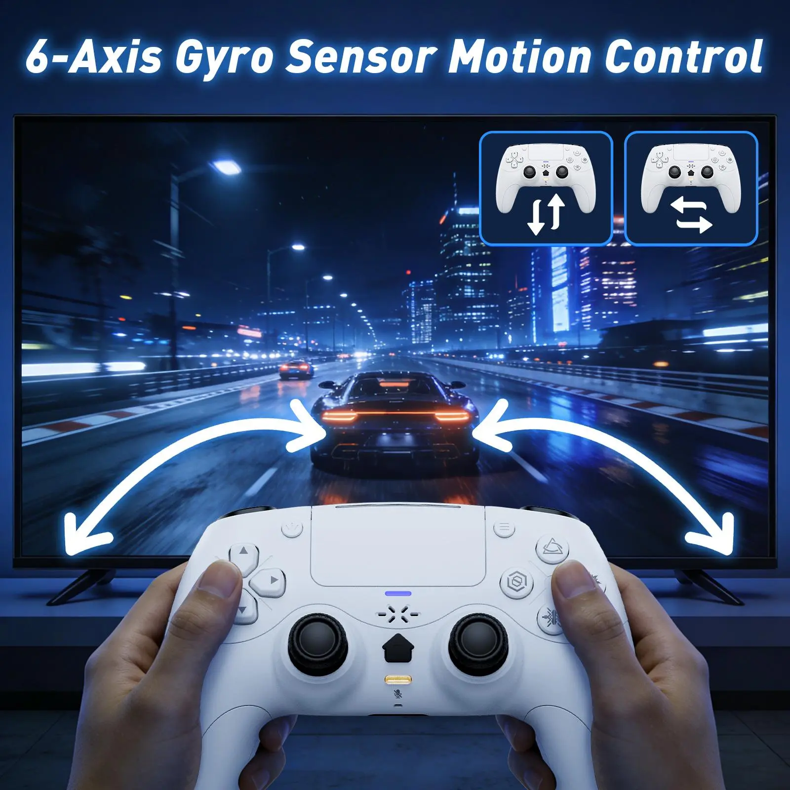 DualSense Wireless Controller for PS5 Console & PC, Battery-Powered 1560mAh Gaming Accessory, Haptic Feedback, Dynamic Resistance, Linear Motor, Motion Gesture Play, Mute Button, Built-In Speaker, USB-C Port, 160 × 66 × 106Mm, Wired/Bluetooth 5.1 Connecti