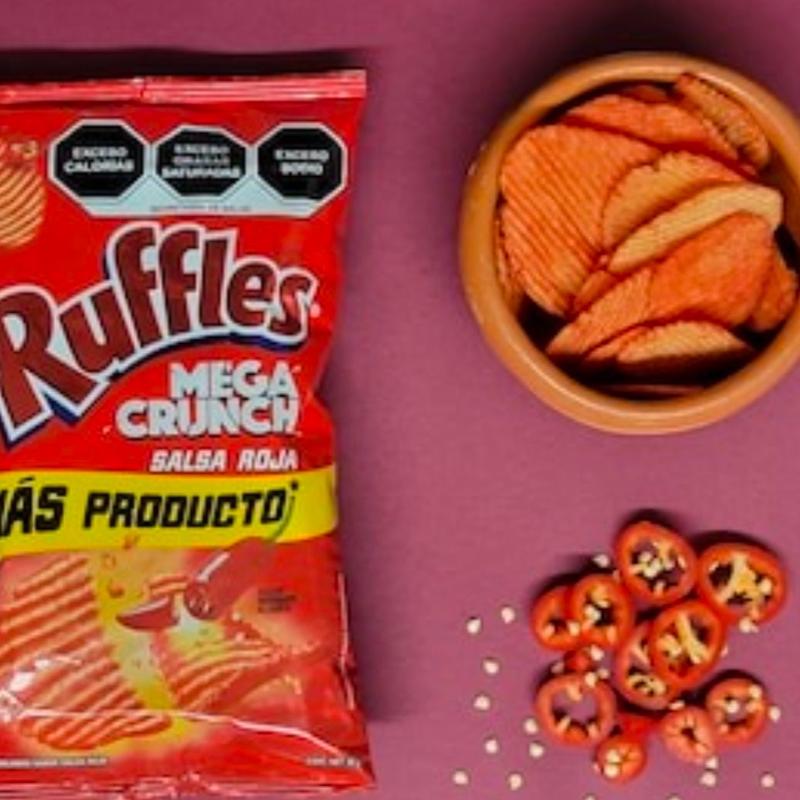 RUFFLES MEGA CRUNCH SALSA ROJA 50g Box w/5 bags Mexican Snacks