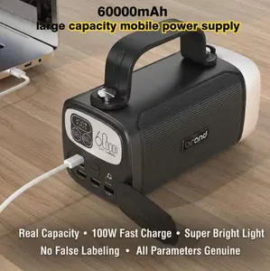 100W super fast charging high-power portable power bank/computer charger, 60,000 mAh battery pack with LED digital display, USB‑C 100W fast charging, suitable for laptops, smartphones, watches, and headphones; ideal for home, office, and outdoor use.