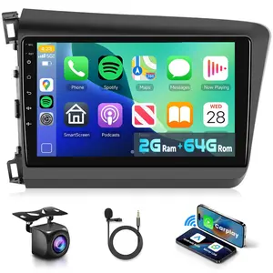2G+64G Car Radio Stereo for Honda Civic 2012-2015 with Wireless CarPlay/Android Auto, 9 Inch HD Touch Screen Android 13 Head Unit GPS WiFi Bluetooth FM/RDS EQ Backup Camera Car Audio