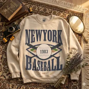 New York Baseball Sweatshirt, Vintage Washed Tee, Comfort Colors Shirt, Game Day Oversized Graphic Tees 1903