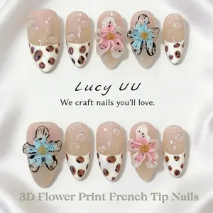 【Lucy UU】Multi-Style Nail Bundle 3D Flower Heart Bow Luxury Gold Accent Handmade Romantic Press-Ons Nails