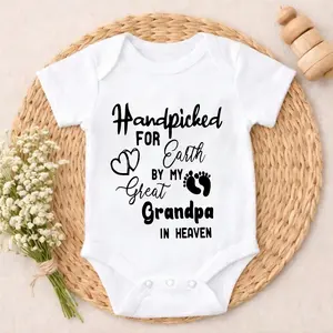 Soft Baby Bodysuit Handpicked For Earth By My Great Grandpa In Heaven Print 100% Pure Cotton Non-Irritating Snap Closure Breathable Perfect For Gifting & Everyday