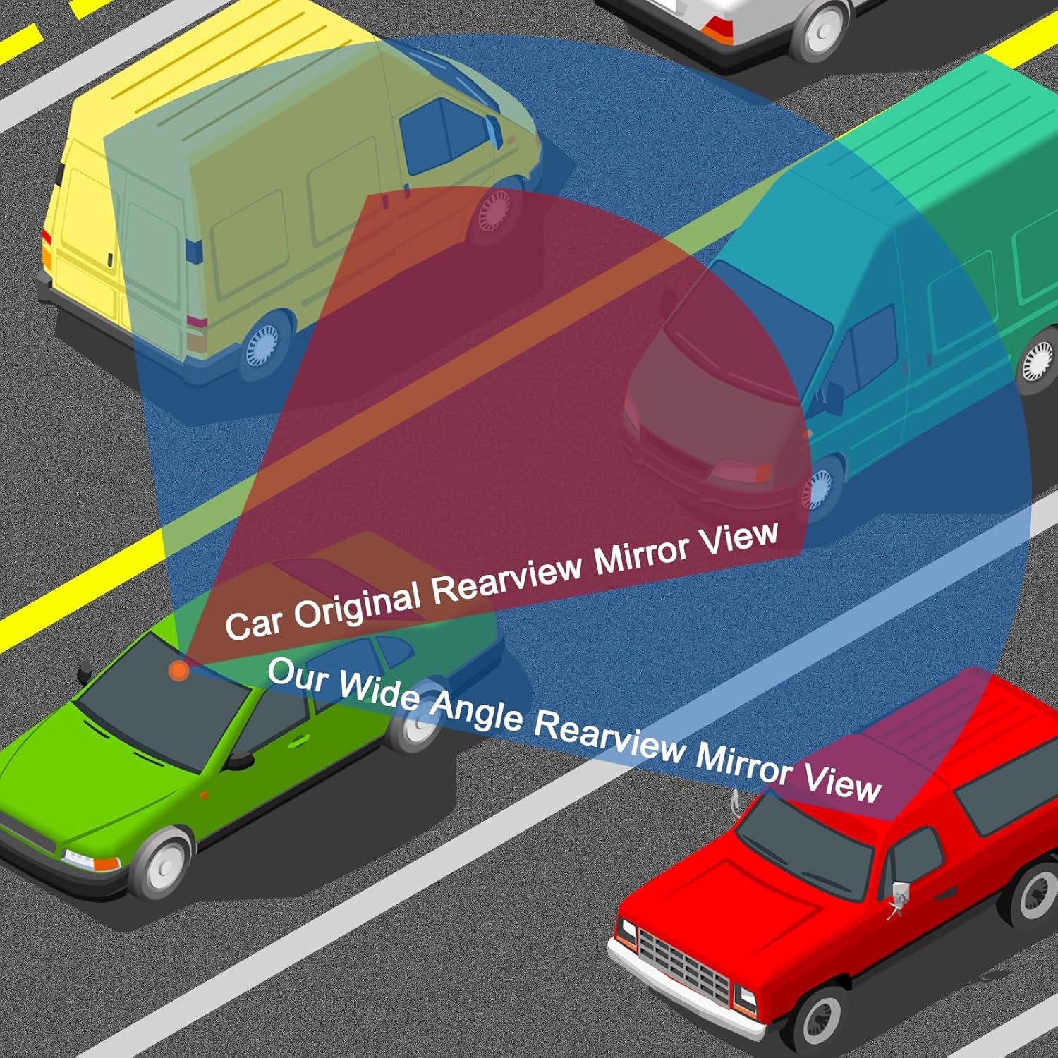 Universal Blind Mirror, Panoramic ConvexCar Rearview Mirror, 11.81 Inch Real View Mirror for Car SUV, Trucks ,  Reversible Passengers, High-Quality Glass Anti-Fall Design, Easy Install Rearview Mirror