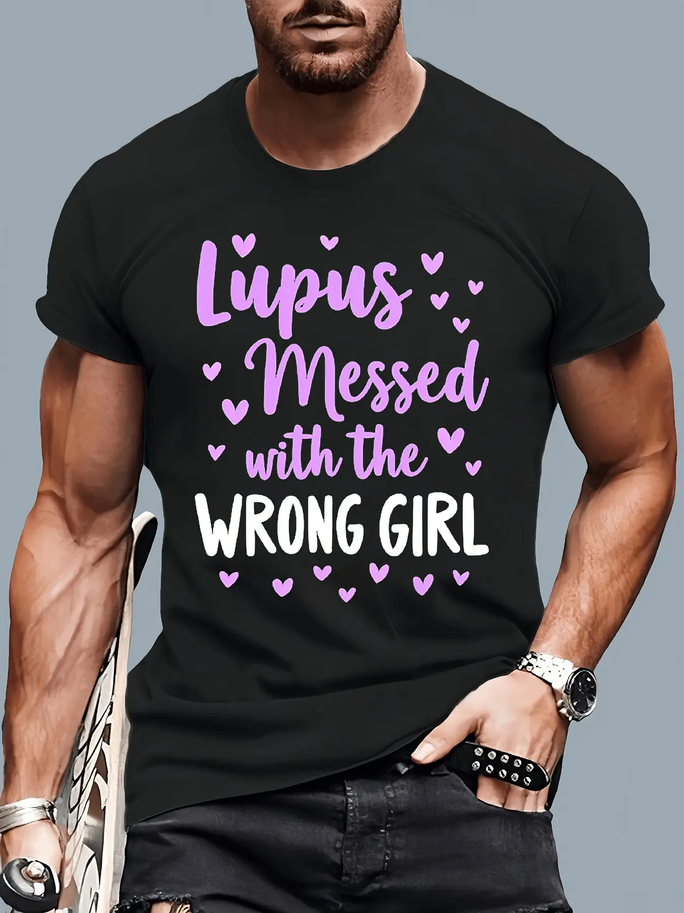 Men  Women's Lupus Awareness T-Shirt - _Lupus Mess unisex soft cotton short sleeve t shirt, vintage graphic casual tee for men women teens, perfect birthday holiday gift for camping travel gym daily street casual wear