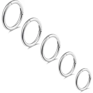 5 count G23 Titanium Nose Rings 16G/18G/20G Hinged Clicker Segment Nose Rings Hoop Lip Septum rings Multi-Color Tragus Cartilage Sleeper Earrings 6mm 7mm 8mm 9mm 10mm  Nose Rings for Women Men