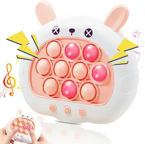 Quick Push Bubble Game, Handheld Bubble Push Game Labor Day Gifts for Adults and Elderly, Fidget Toys Independence Day Gifts for Kids, Pop Game It Fidget Sensory Toys, Christmas Birthday Gifts for Girls Boys (Pink Rabbit)