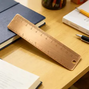 Vintage Brass Ruler Set, Precision Student Measuring Tool, Portable Drawing Stationery, Durable Creative Design, Ideal for Art School Supplies, Artist