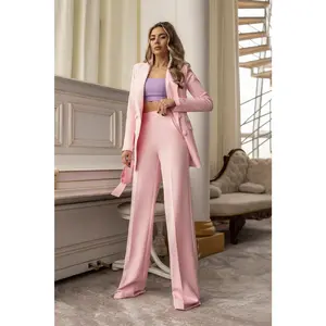 Pink Belted Double Breasted Suit 2-Piece