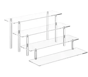 4 Tier Acrylic Perfume Organizer Stand, Clear Display Risers for Perfume, Cologne, Cosmetic, Skincare, Funko POP, Dessert Display, Cupcake Stand Holder