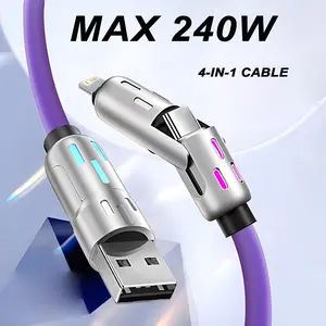 4-IN-1 240W USB Type C To USB C Cable PD Fast Charger Wire 1M Data Cord