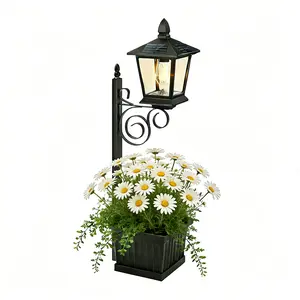 2-in-1 Outdoor Solar Pillar Light and Planter—supports both wall-mounting and freestanding placement. This waterproof decorative light is perfect for lawns, courtyards, front and back porches, and roadside landscaping—an essential gift for Mother's Day. t