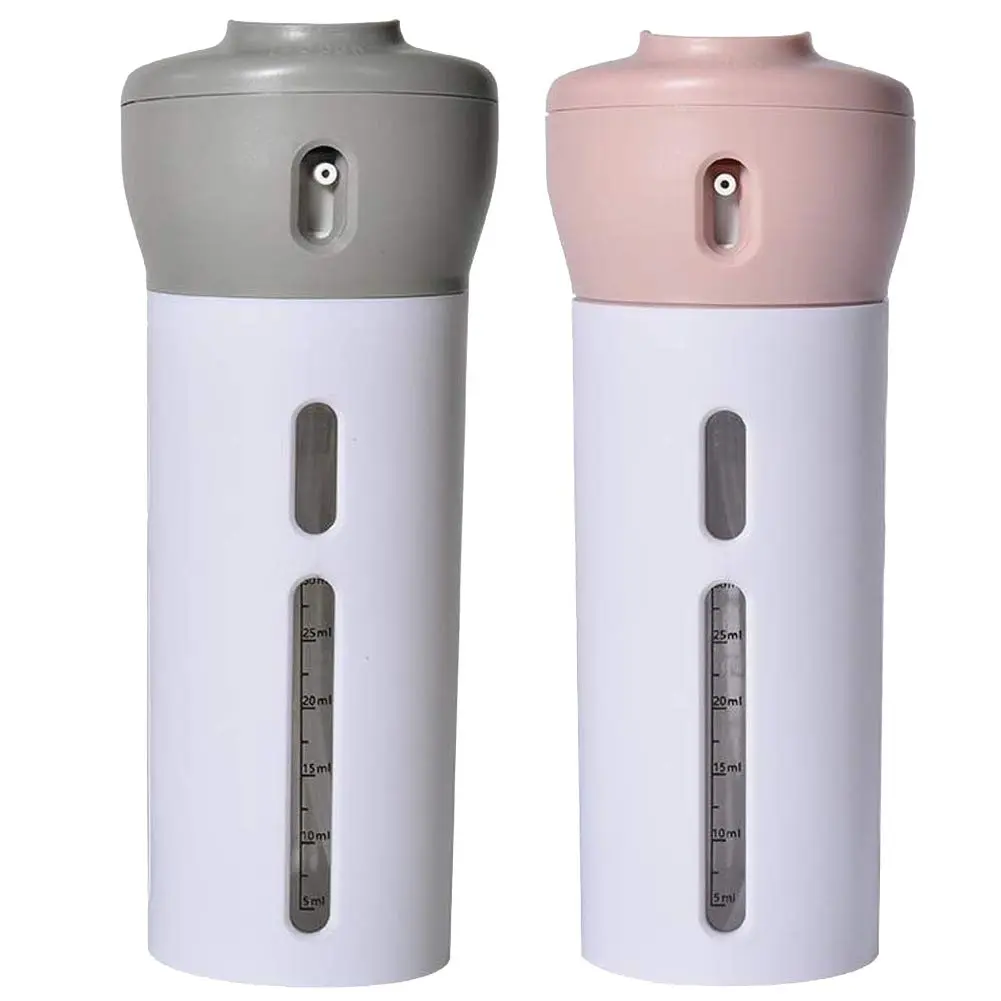 2 Pack 4 in 1 Travel Dispenser, CHIVENIDO Lotion Shampoo Gel Travel Dispenser Bottle Sets Shower Bottles Refillable Travel Bottles for Makeup Travel Supplies (Pink, Gray)