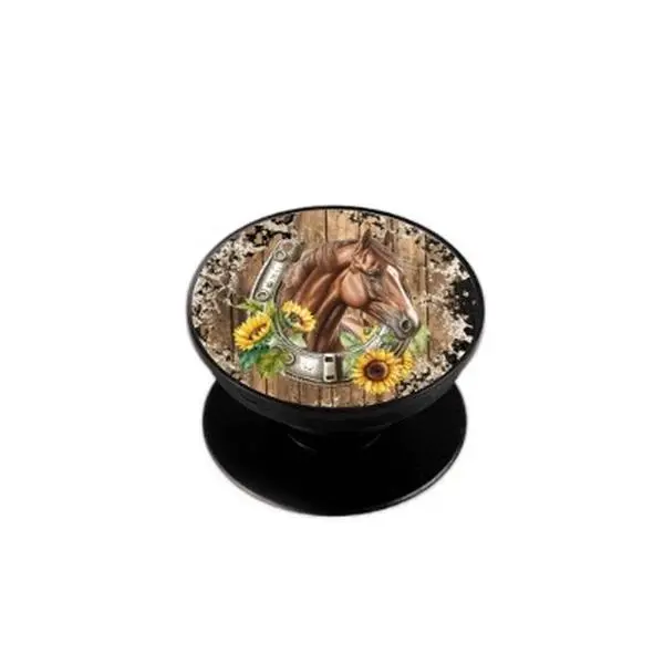 Western Horse Sunflower Phone Grip Accessories Foldable, Easy Imstallation