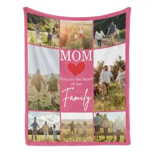 Custom 8 Photos Personalized Blanket, Ultra Soft Throw Blanket for Mom.Perfect for Sofa, Bed, Travel, Home Decor and Air Conditioned Rooms.A warm and thoughtful gift for Mom, Family and Friends.Ideal gift for Mother’s Day and Father’s Day.