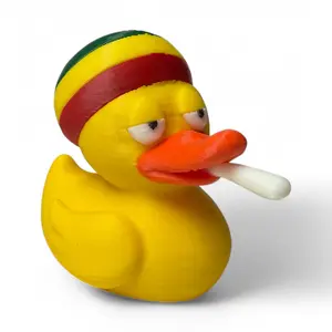 Blazing 420 Duck – 3D-Printed Chill Duck Collectible with Rasta Vibes for Vehicle Dashboard
