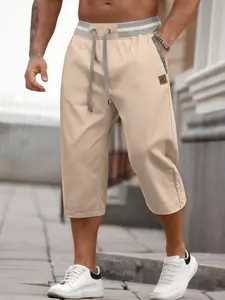 Men's Loose Fit Capri Pants, Summer Tropical Casual Drawstring Waist, Multiple Colors, Daily Wear, Home Loungewear, Suitable for Various Scenarios, Menswear