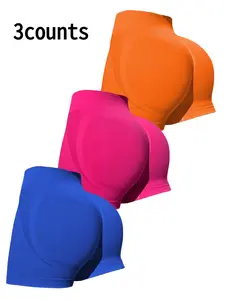 High Waist Seamless Multi-Color Perfect Hip Yoga Shorts for Women, Comfortable Solid Color Gym Shorts for Exercise and Fitness, Versatile Use, Seamless Construction, High Waist Design