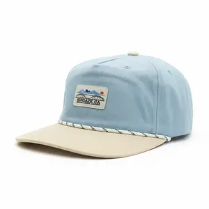 Adventure Seeker Blue and White Cotton Snapback with Cord