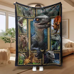Dinosaur Pattern Blanket, Soft Warm Throw Blanket, Air-conditioned Room Blanket, Warm Nap Blanket for Home Office Outdoor Camping Travel