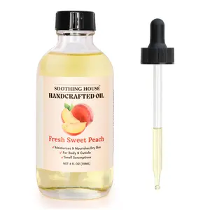 Handcrafted Fresh Sweet Peach Body Oil - 4oz Lightweight Fruity Scented Moisturizer for Women - Vegan Cruelty-Free Skincare