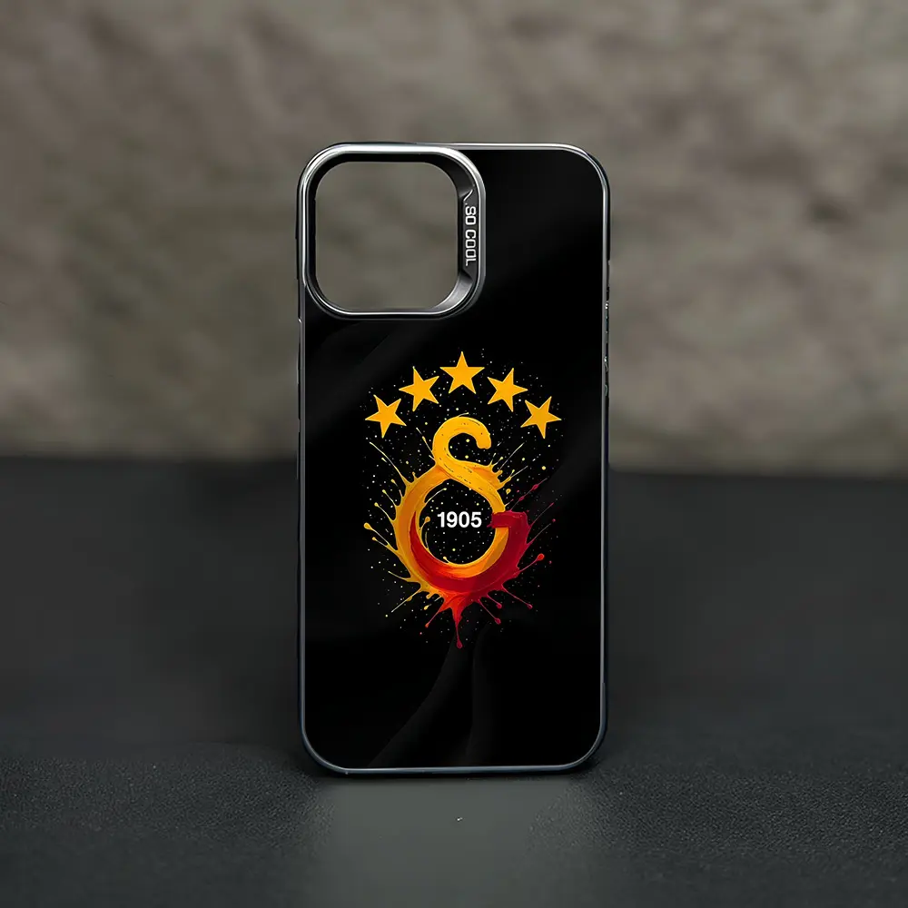 Galatasaray Emblem 5-Star Ink Splash Smartphone Case, Fashionable Minimalist Anti-Slip Large-Hole Drop-Protection Casing, Unisex Holiday Gift Phone Accessories for iPhone 17/16/15/14/13/12/11 Plus/Pro/Max Device Protector