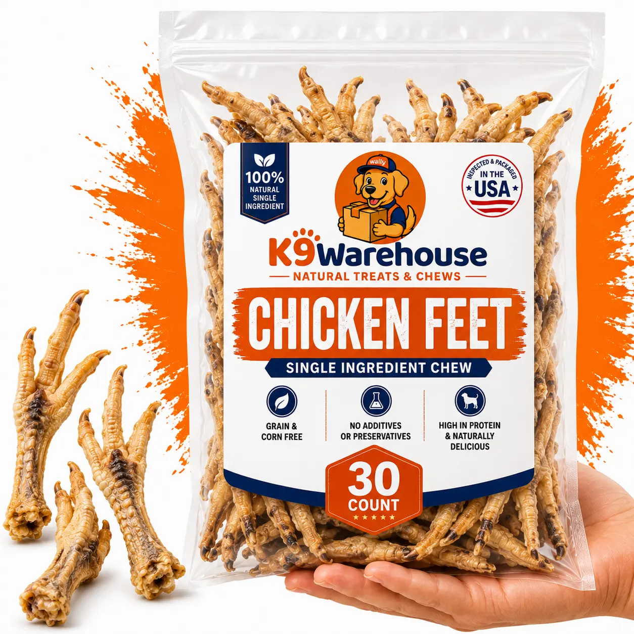 K9warehouse Chicken Feet For Dogs - 30 Pack
