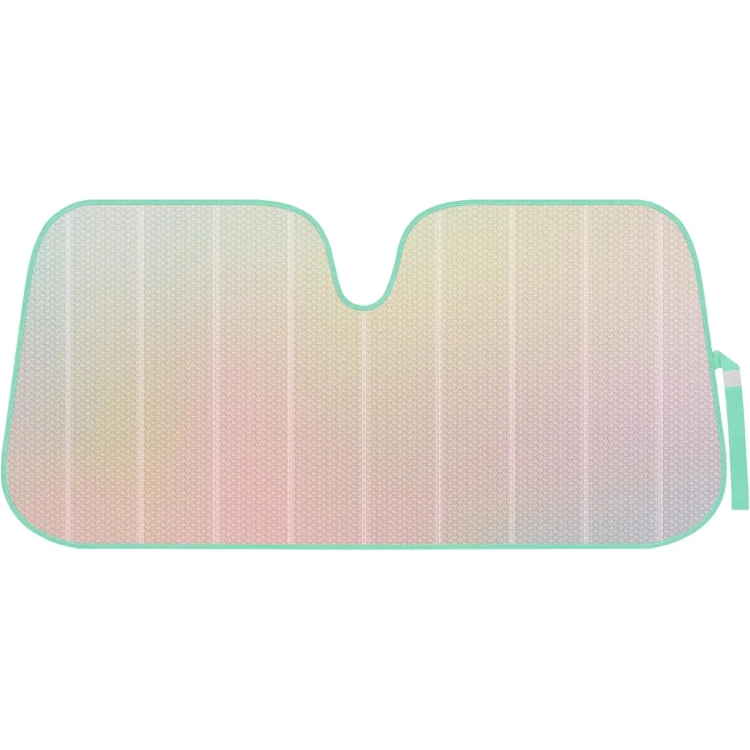 Iridescent Matte White Front Windshield Sunshade Accordion Folding Auto Shade for Car Truck SUV Blocks UV Rays Sun Visor Protector Keeps Your Vehicle Cool 58 x 27 in