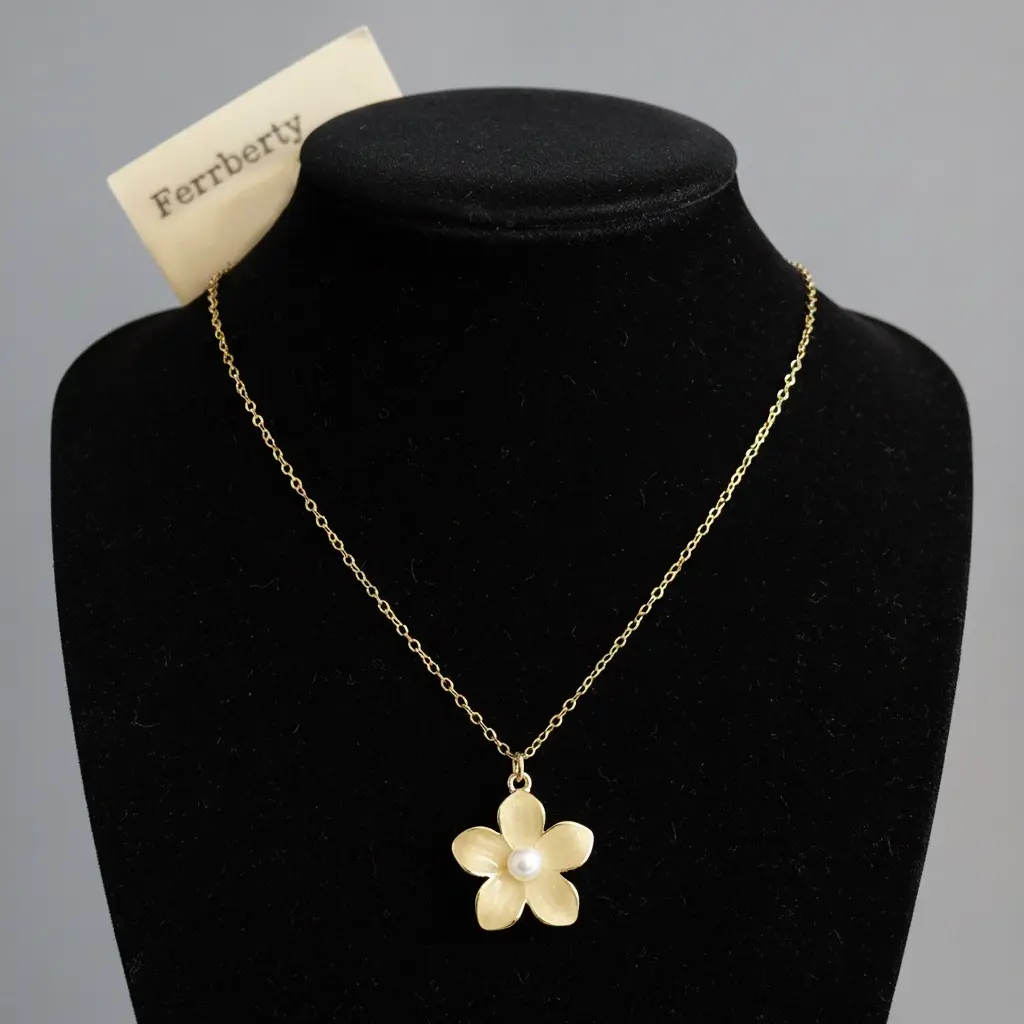 Ferrberty Pearl Cherry Blossom Necklace Pink Green & White Pearls Hand Painted Enamel Cherries Antique Gold Plated Pastel Elegant Jewelry All Occasion Gift for Her Perfect for Birthdays Mother's Day Christmas