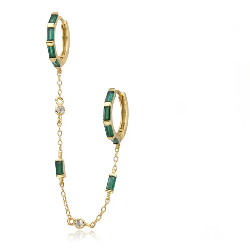 Olive Chain Artificial Zirconia Double Hoop Earring Sets, Fashionable Statement Costume Jewelry Accessories, Hoop Shape Statement Earrings, Hoop Shape Earrings, Statement Hoops Earrings