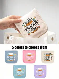 Portable Medicine Bag with Bottle Pattern Print, Compact First Aid Kit Travel Safety Kit for Daily Travel and Outdoor Use, Multi-Functional Health Accessory Available in Five Colors, Travel friendly kit, Emergency Kit