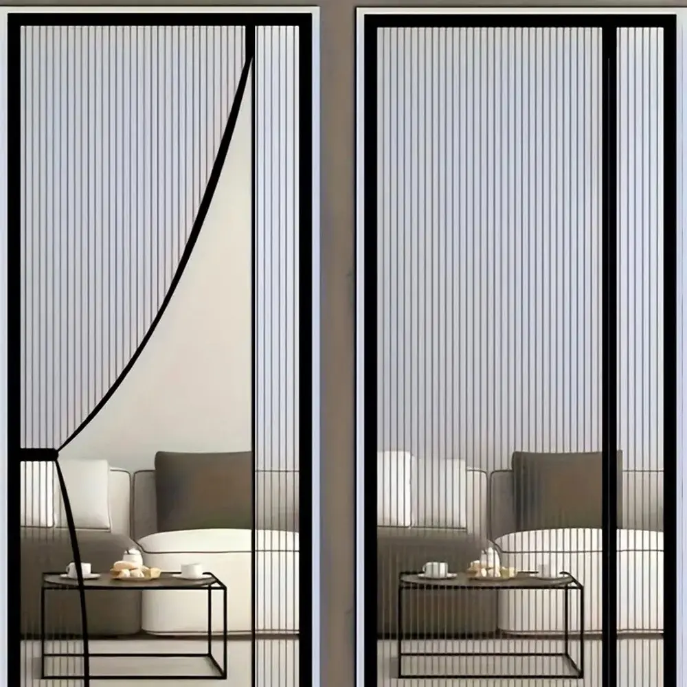 Magnetic Mosquito Screen Door Curtain Set, No-Drill Flyscreen Mesh Window Cover, Bedroom Privacy Divider, Summer Protection, Door Mounted
