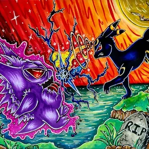 8.5 in by 11in Gengar vs Umbreon