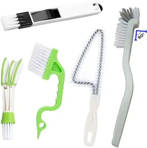Window or Sliding Door Track Cleaning Brush, Tile Lines Brush,Window Blind Duster, 2-in-1 Windowsill Sweeper, Hand-held Groove Gap, 5 Pieces.