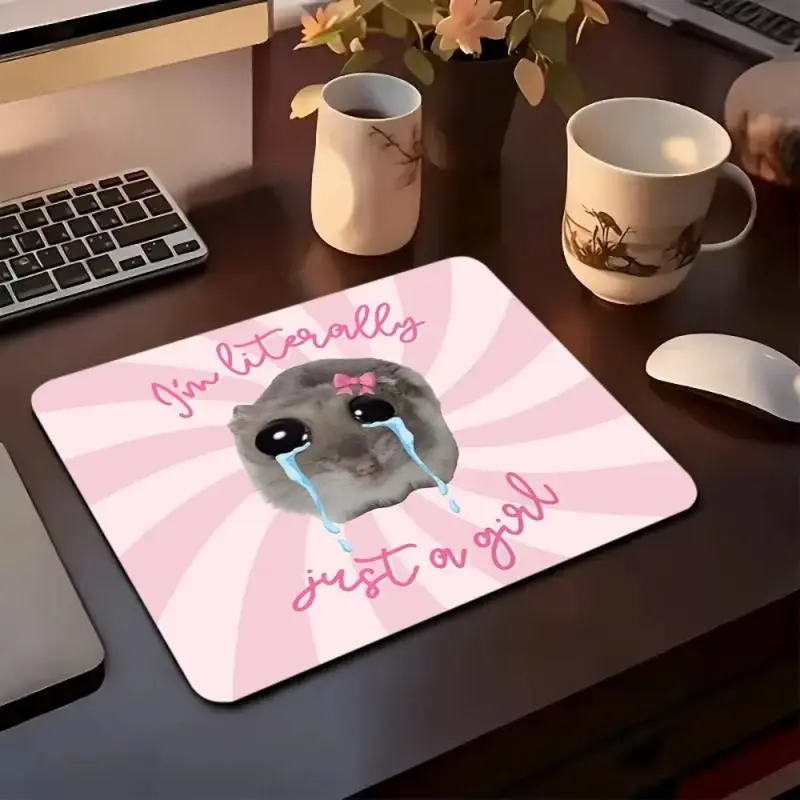 Cartoon Hamster Gaming Mouse Pads - 45x40cm Large, 22x18cm Small, Non-Slip Rubber Surface, Smooth Sliding, Waterproof, Washable, Eco-Friendly, Lightweight, Sturdy and Durable, Portable Home Office Desk Accessory for Laptop/PC, Graphic Designers’ Pick