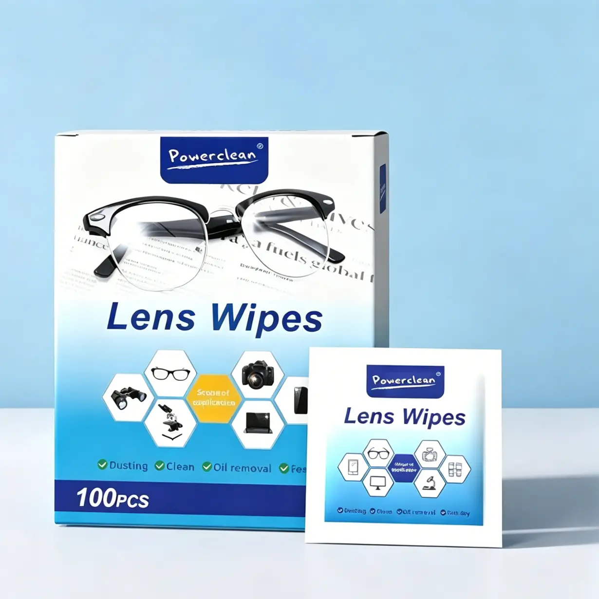 Portable Individually Wrapped Lens Wipes 100 Pack,Multi-Use Cleaner for Glasses, Cameras & Goggles | Streak-Free, Anti-Scratch, Long-Lasting Anti-Fog Cleaning