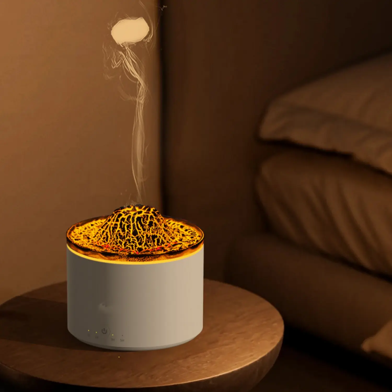 Volcano Humidifier Aromatherapy Diffuser with Colorful Light & Volcano Flame Mist Modes, Oil Diffuser Aroma Humidifier for Home