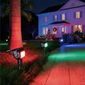 360° Rotatable "Elf-Eye" Solar Spotlights, 2-in-1 Wall & Ground Mount RGB Waterproof Outdoor Lighting