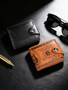 Luxury Men's $100 Bill Wallet, High-End Faux Leather Dual-Fold Design, Card Slots, Photo Holder, Rfid Protection, Fashionable and Stylish, Rfid Blocking Wallets, Durable Bifold Wallet