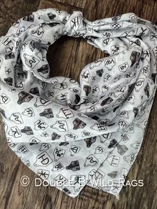 Wild Rag Black and Gray Cattle Tags and Livestock Brands Western Cowboy Neck Scarf Bandana by Double B Wild Rags