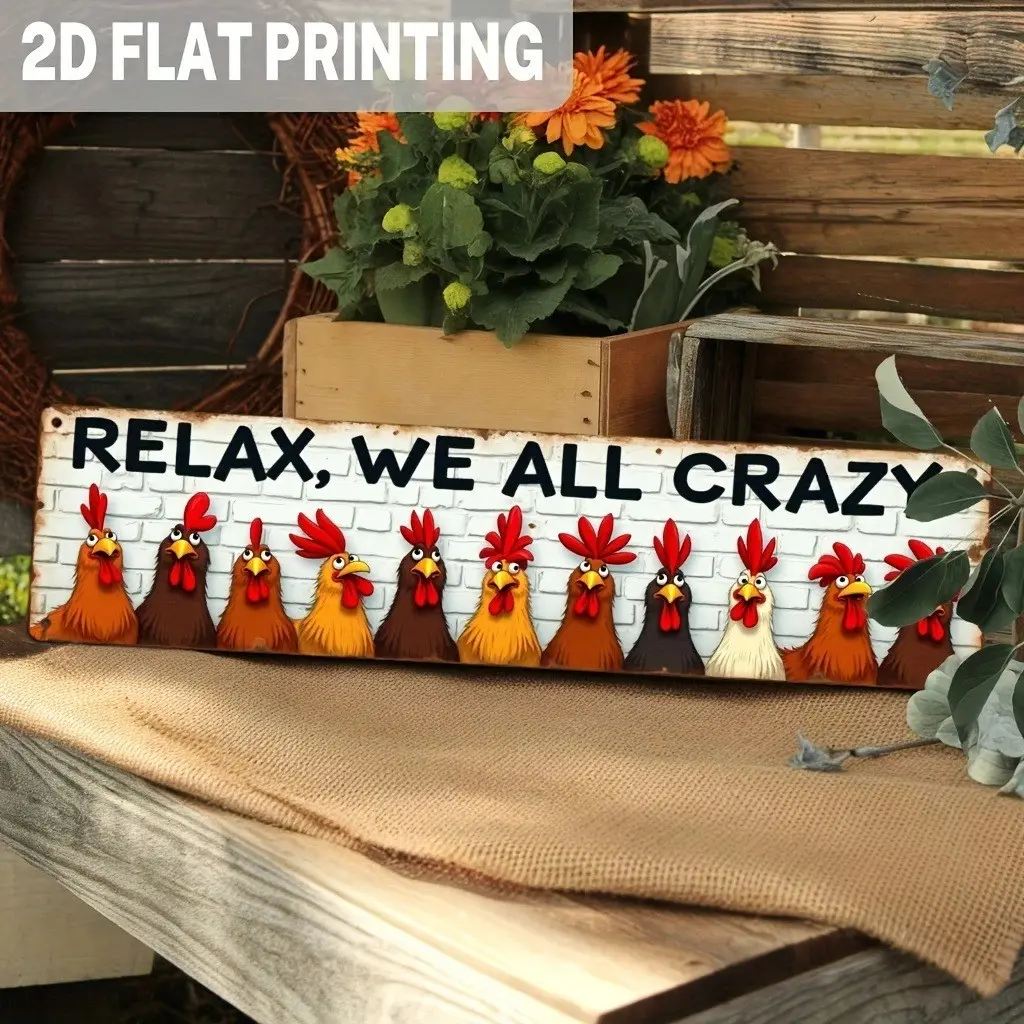 4x16in Basic Aluminium Wall Plaque - Rooster Animals Themed Rustic Country Farmhouse Decoration, Vibrant Printing Room Art, Universal Home Supplies Sign, Farmhouse Wall