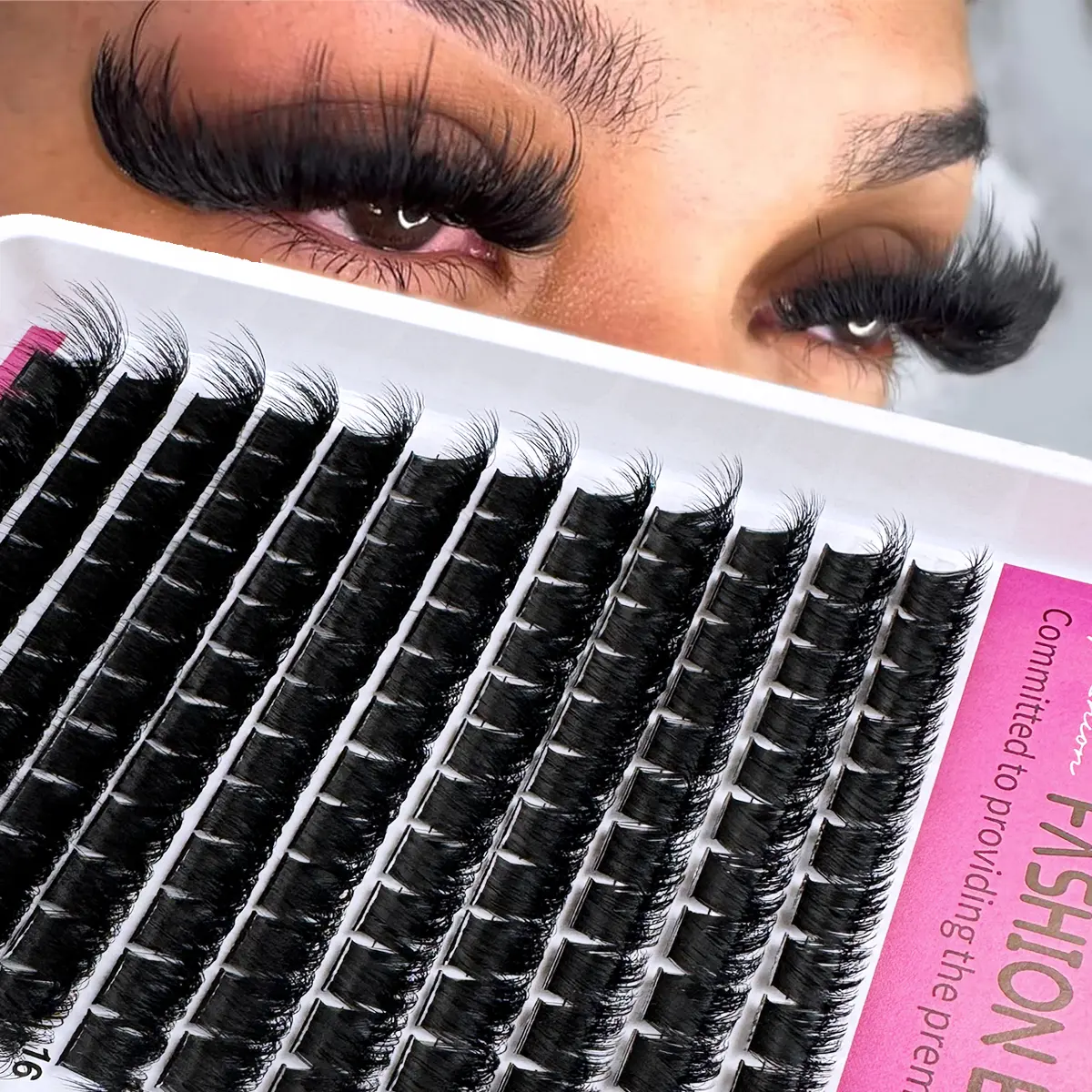 UMIRYAO DIY Lash Clusters Eyelash Extensions Kit, 8D Fluffy D Curl Russian Volume Lashes, Reusable 0.07mm Thick with 10-20mm Mixed Lengths for Beginners (144-240 Pieces), Eyelashes Extensions