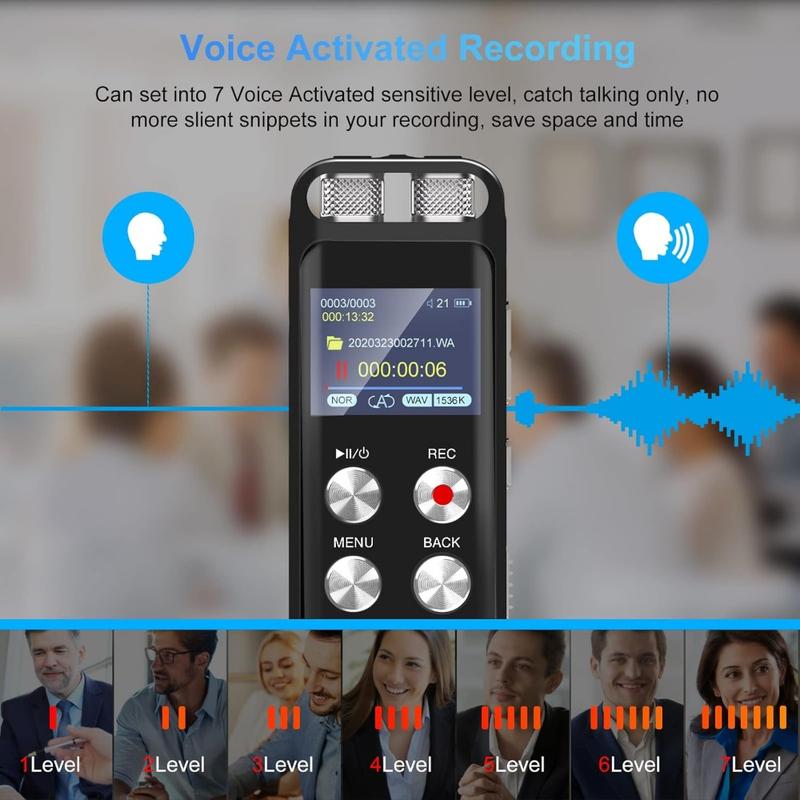 136GB Digital Voice Recorder: Voice Activated Recorders with Playback, Audio Recording Device For Lectures,Meetings | Portable Tape Recorder with Password | USB 136GB Digital Voice Recorder: Voice Activated Recorders with Playback, Audio Recording Device For Lectures,Meetings | Portable Tape Recorder with Password | USB