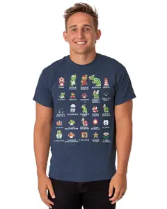 Super Mario T-Shirt Men's Character Grid Short Sleeve Graphic Top