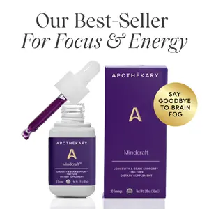 Apothékary Mindcraft - Focus, Energy & Longevity Liquid Herbal Drops* | Alcohol-Free, Certified Organic, Certified Gluten-Free, PETA Certified Vegan & Cruelty-Free, Third Party Tested, Plant-Based, No Artificial Additives, Made in the USA